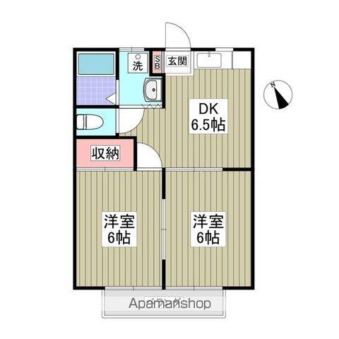 コーポアゼリア(2DK/1階)の間取り写真