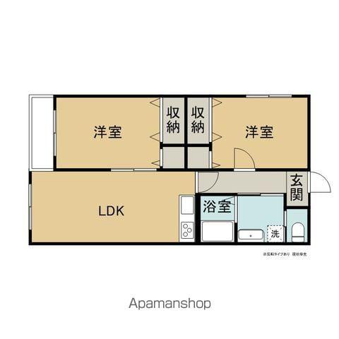 カナルジョイン本宮(2LDK/3階)の間取り写真