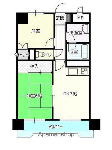 レジデンス若園町(2DK/6階)の間取り写真