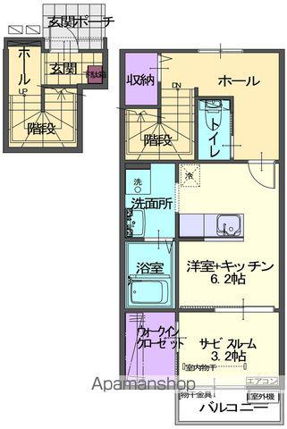 HARUⅡ(ワンルーム/2階)の間取り写真