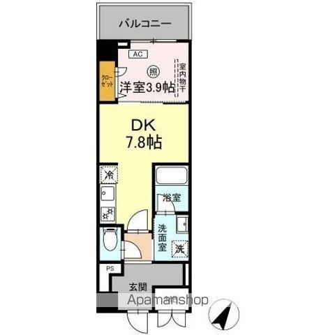 春吉2丁目D-ROOM(1DK/3階)の間取り写真