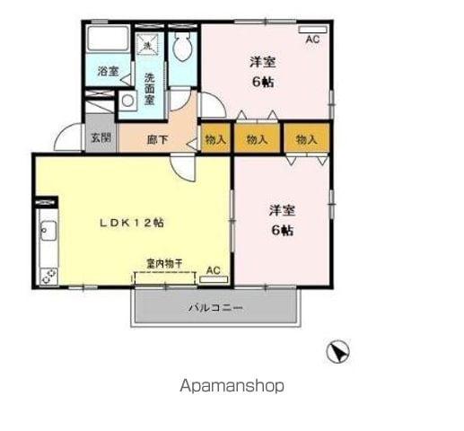 コトーソレイユ B(2LDK/2階)の間取り写真