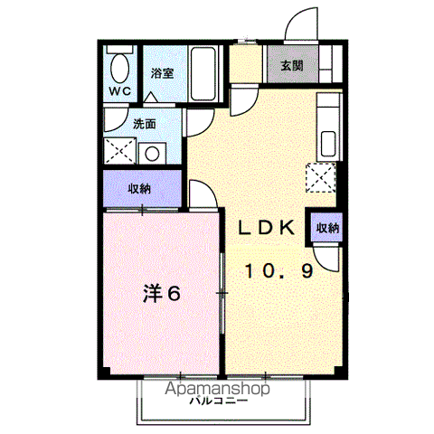 ハーモニーハイツ俊(1LDK/1階)の間取り写真