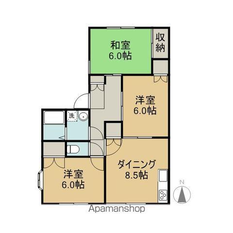 ルーミー甲府57号館(3DK/1階)の間取り写真