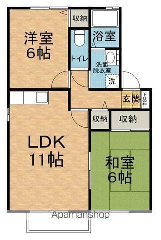 グレース・矢沢(2LDK/2階)の間取り写真