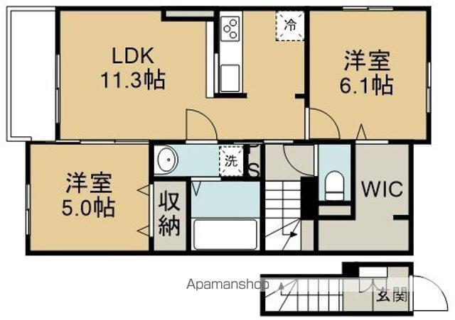 ベル・グラース(2LDK/2階)の間取り写真