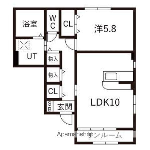 オリエンスA(1LDK/1階)の間取り写真