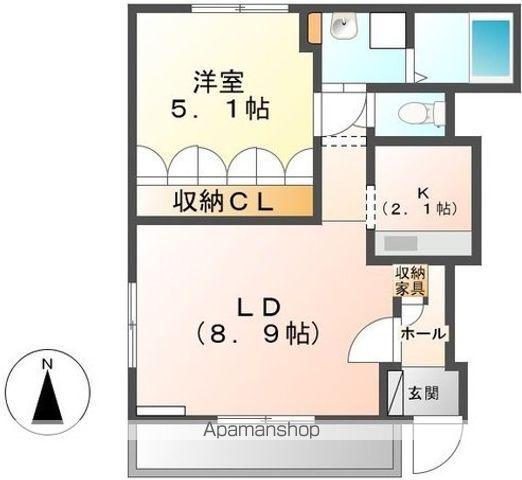 グレース・ワン(1LDK/1階)の間取り写真