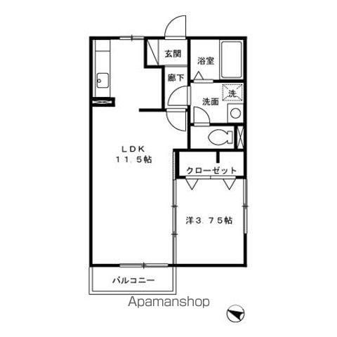 モナリエ西田(1LDK/2階)の間取り写真