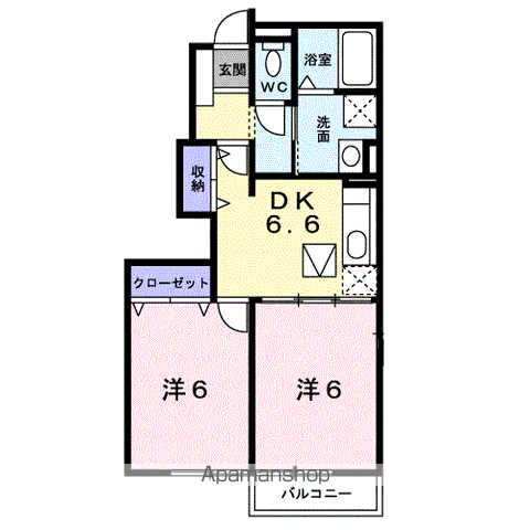 アタラクシアⅠ-B(2DK/1階)の間取り写真