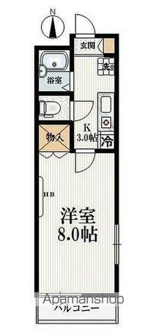 ニュー・ヴィラこぶし(1K/2階)の間取り写真