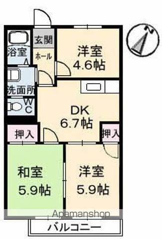 ヴィラ児玉(3DK/1階)の間取り写真