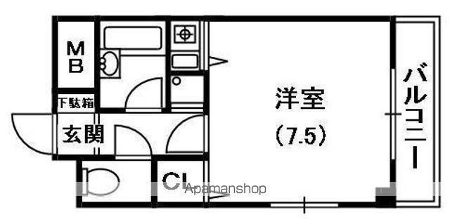 シャンブル2(1K/1階)の間取り写真