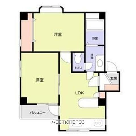 クレスト高輪(2DK/2階)の間取り写真