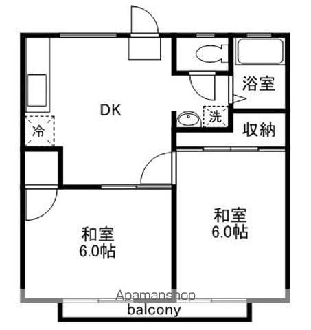 コーポリブラック(2DK/2階)の間取り写真