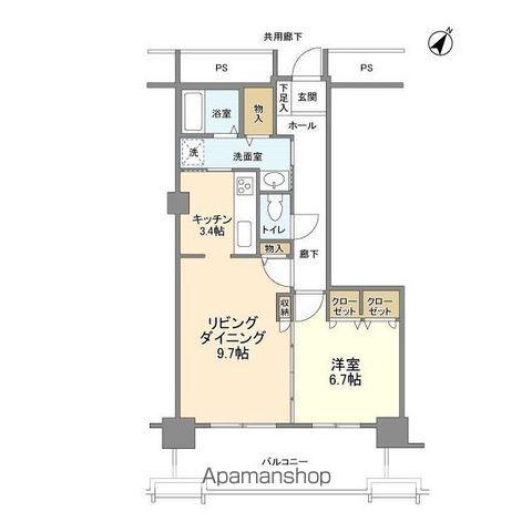 トルナーレ日本橋浜町(1LDK/16階)の間取り写真