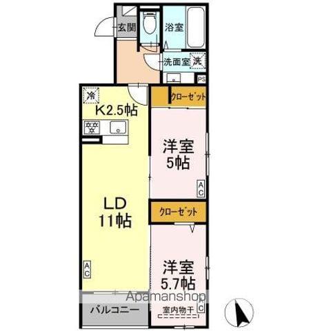 DーROOM小田原8丁目II(2LDK/3階)の間取り写真