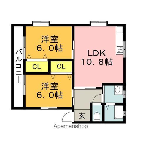ペットパサージュ大藪KⅡ(2LDK/2階)の間取り写真