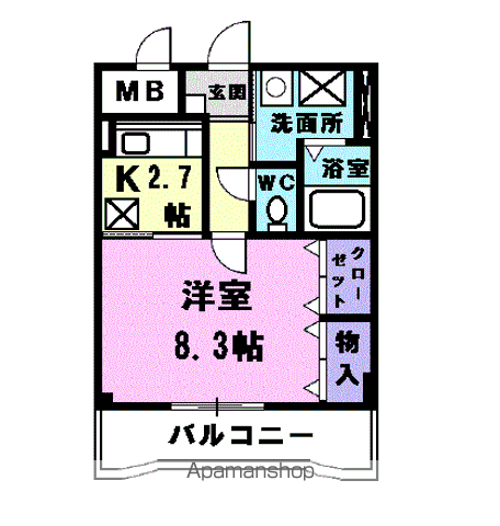 ラフィネ庄内緑地公園(1K/1階)の間取り写真