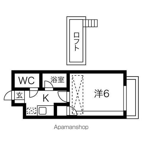 アップルハウス稲荷町(1K/2階)の間取り写真