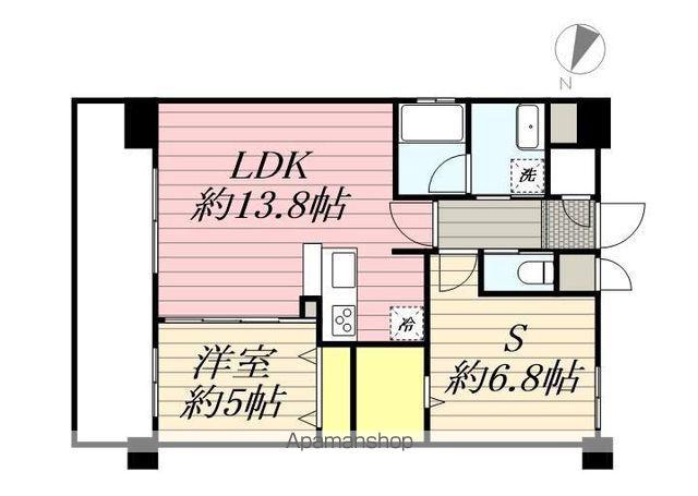 フェリシア香椎デュクス(1SLDK/8階)の間取り写真
