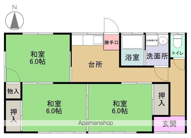 常磐線 湯本駅 バス乗車時間：22分 柿境バス停で下車 徒歩3分 1階建 築42年(3K)の間取り写真