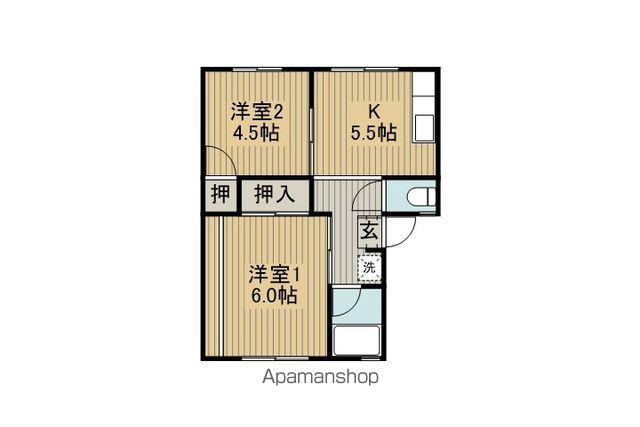 スクエア山寺(2K/1階)の間取り写真