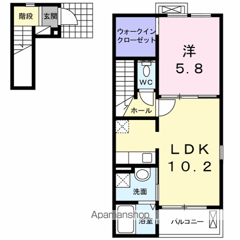 グランカーサ(1LDK/2階)の間取り写真