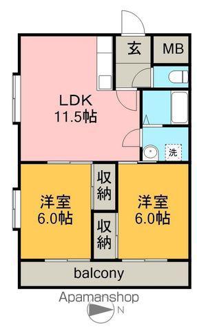 クレールモリ(2LDK/3階)の間取り写真