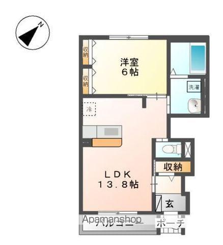 ルミエール(1LDK/1階)の間取り写真