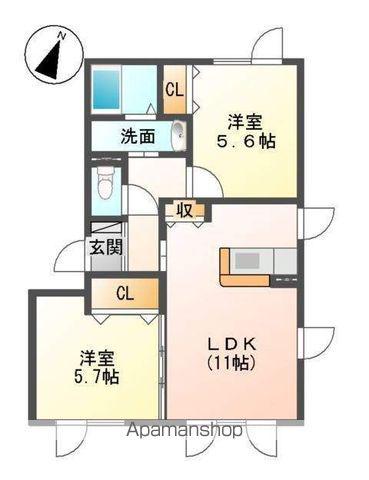 AVEC TOI(2LDK/1階)の間取り写真