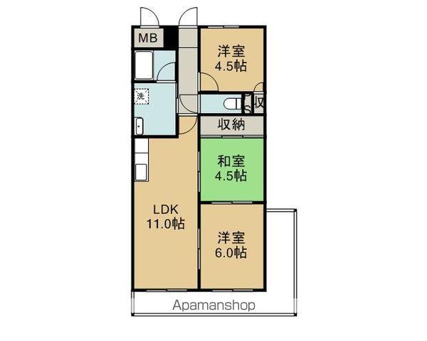 橋市駅前マンション(3LDK/9階)の間取り写真
