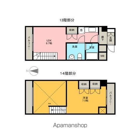 アプリーレ久屋大通公園(1LDK/13階)の間取り写真