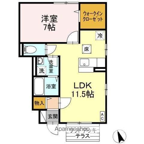 リビングタウン長久保D(1LDK/1階)の間取り写真