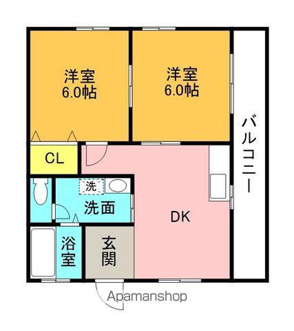 佐々木コーポ(2DK/2階)の間取り写真