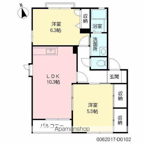 グリーンパーク96  D棟(2LDK/1階)の間取り写真