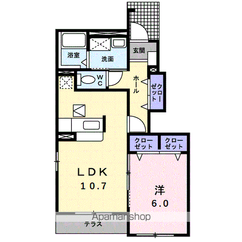 カーサパズ(1LDK/1階)の間取り写真