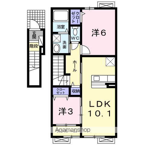 センプリチェⅡ(2LDK/2階)の間取り写真