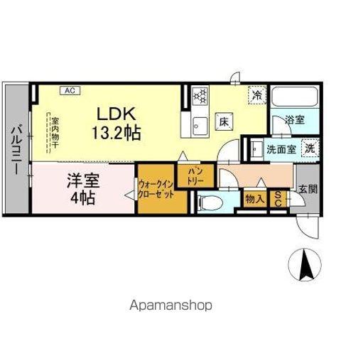 グラシオン(1LDK/1階)の間取り写真