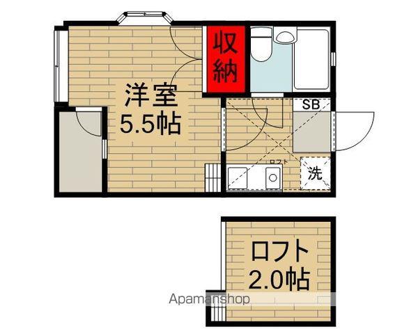 第3カインド(1K/1階)の間取り写真