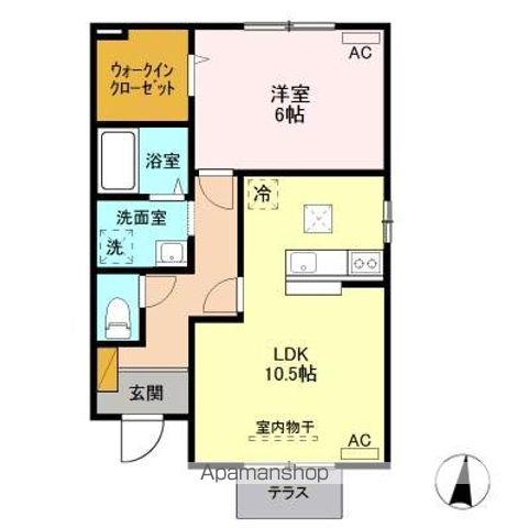 ロイヤルガーデン中島Ⅱ(1LDK/1階)の間取り写真