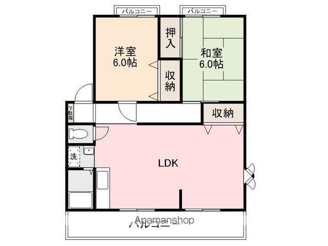 サンビレッジ木太(2LDK/2階)の間取り写真