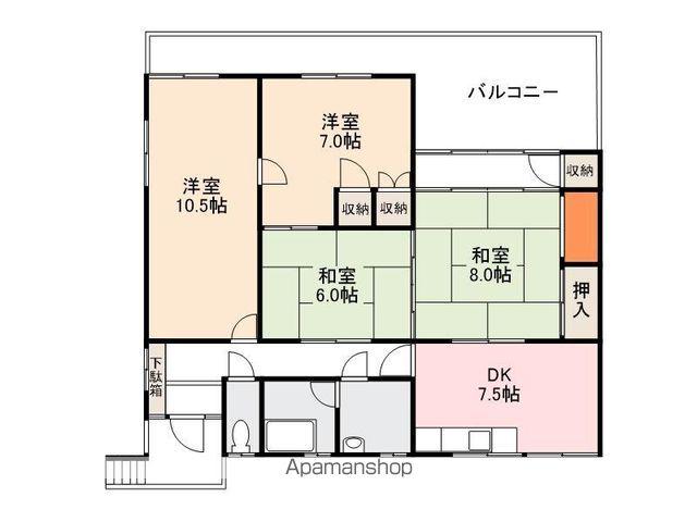 高松琴平電鉄長尾線 水田駅 徒歩11分 2階建 築48年(4DK/2階)の間取り写真
