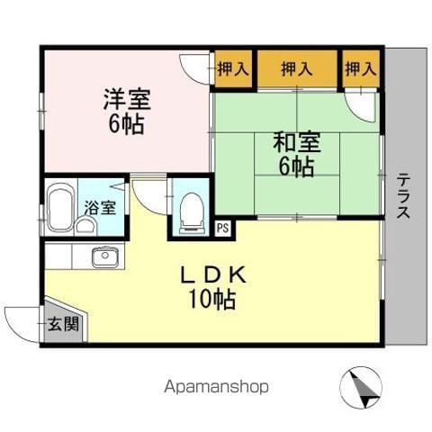 ドミール山川(2LDK/1階)の間取り写真