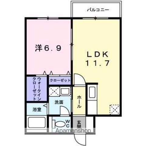ヴォール中島(1LDK/4階)の間取り写真