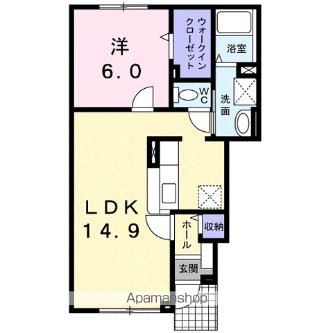 ベル・プロムナードⅠ(1LDK/1階)の間取り写真