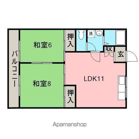 ヒルトップ明洋(2LDK/2階)の間取り写真