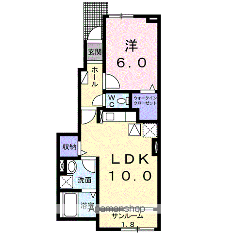 ロジュマン・ド・リラ(1LDK/1階)の間取り写真