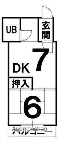 空とこもれ陽のギャルデ(1DK/2階)の間取り写真