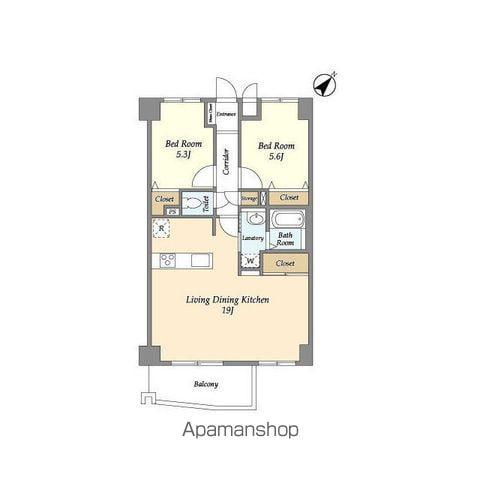 サント・コア目黒(2LDK/2階)の間取り写真